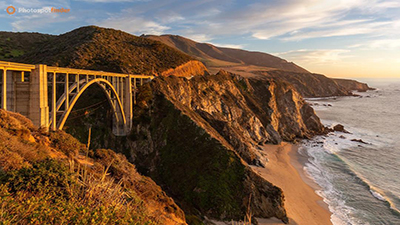 Scenic coastal cliffs, waterfalls, and forests along Big Sur, California